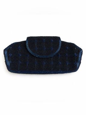 Elegant Vintage Black and Blue Beaded Clutch